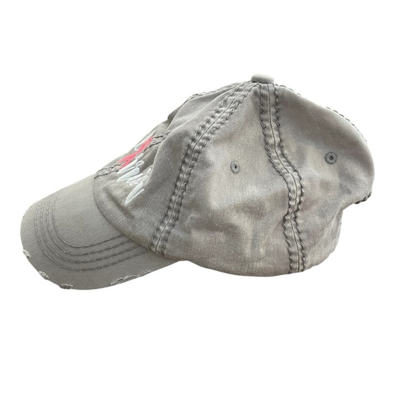 Gray Warrior Cap with Pink Ribbon Breast Cancer - Picture 2 of 6